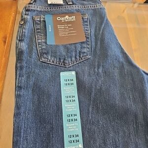 NEW NEW With Tags Carhartt for Women Relax Fit 12 X 34 Denim Blue Jeans Comfort